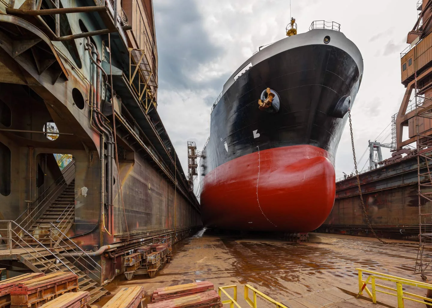 Ship in a repair dock
